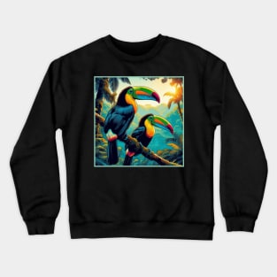 Striking Tropical Toucan Birds Crewneck Sweatshirt